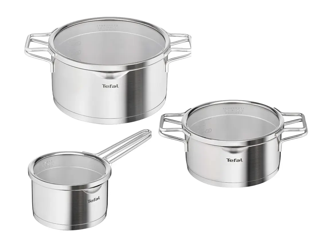 Tefal Nordica set 6 delar: 1,7 l, 2,7 l och 4,8 l med lock